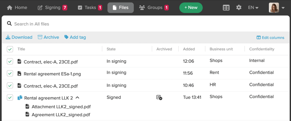 Take advantage of free archiving of signed contracts